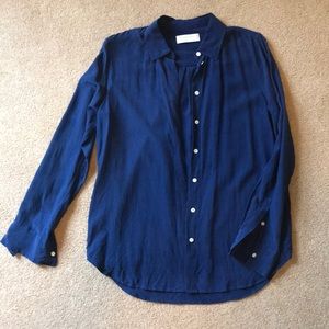 Everlane Relaxed Silk Blouse Royal Blue